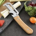 thumbnail image 2 of Multifunctional Vegetable Peeler Stainless Steel Blade Wooden Handle Scallion Slicer Compact Kitchen Prep Essential for Smooth Peeling and Fine Shredding, 2 of 9