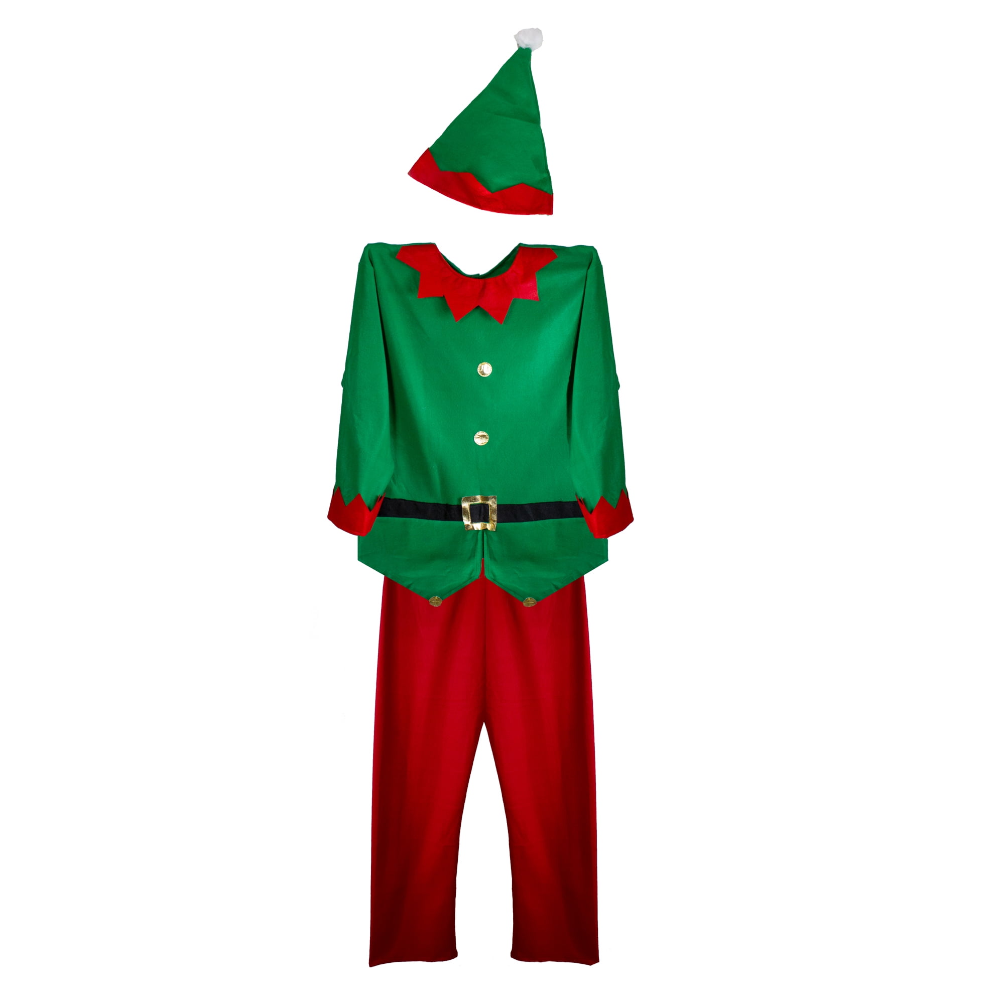 Northlight 45" Red and Green Men's Elf Costume With a Christmas Santa Hat - Plus Size