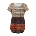 thumbnail image 5 of Tunic Tops for Women Loose Dressy Short Sleeve Henley Shirt V Neck Button Up Blouse Casual Pleated Basic Pullover, 5 of 6