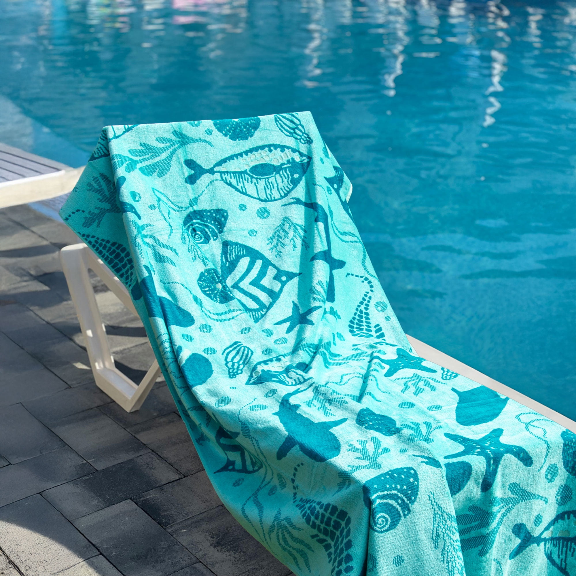 Mainstays Ocean Creatures Beach Towel, Size 72" x 36"