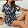 thumbnail image 4 of Honeii Sailboat And Wave for Women's Summer Pajama Set featuring Soft Short Sleeve Shirt & Matching Bottoms with Convenient Pockets for Relaxed Home Wear-XX-Large, 4 of 6