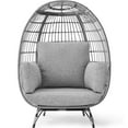 thumbnail image 3 of Best Choice Products Wicker Egg Chair Oversized Indoor Outdoor Patio Lounger w/ 440lb Capacity - Gray/Heather Gray, 3 of 9