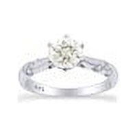 14k White Gold Plated Silver 1ct 6.5mm G-H-I Color Heart Arrows Cut Moissanite Engagement Ring Solitare with Accents for Women Ring Size-5