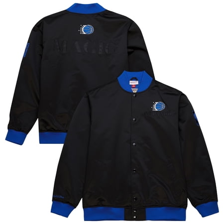 Men s Mitchell & Ness Black Orlando Magic Hardwood Classics Team OG 3.0 Lightweight Satin Full-Snap Jacket