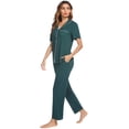 thumbnail image 5 of Ekouaer Womens Button-Down Pajama Set Soft Short Sleeve Sleepwear with Long Pants, 5 of 6