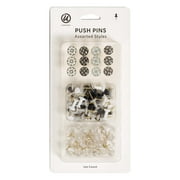 U Brands Fashion Push Pins, Assorted,  Multi-Color, Multi-Patterns, 100 count