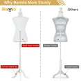 thumbnail image 4 of Bonnlo Female Dress Form Pinnable Mannequin Body Torso with Wooden Tripod Base Stand (Black, 6), 4 of 8