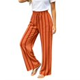 thumbnail image 3 of Arlun Striped Linen Pants for Women Summer Baggy Wide Leg Pant Drawstring High Waist Casual Stripes Color-Block Trousers Soft Lightweight Flowy Beach Resort Trouser with Pockets 1-Orange S, 3 of 7