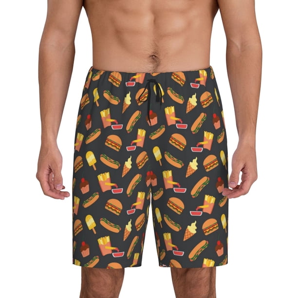 Fotbe Fast Food Pantalones Cortos de Pijama para Hombre, Ropa de Dormir, Pantalones de Pijama Cortos para Hombre-Large