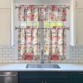 thumbnail image 3 of Vintage Flower Print Kitchen Curtains 3-Piece Set Rod Pocket Farmhouse, 3 of 6