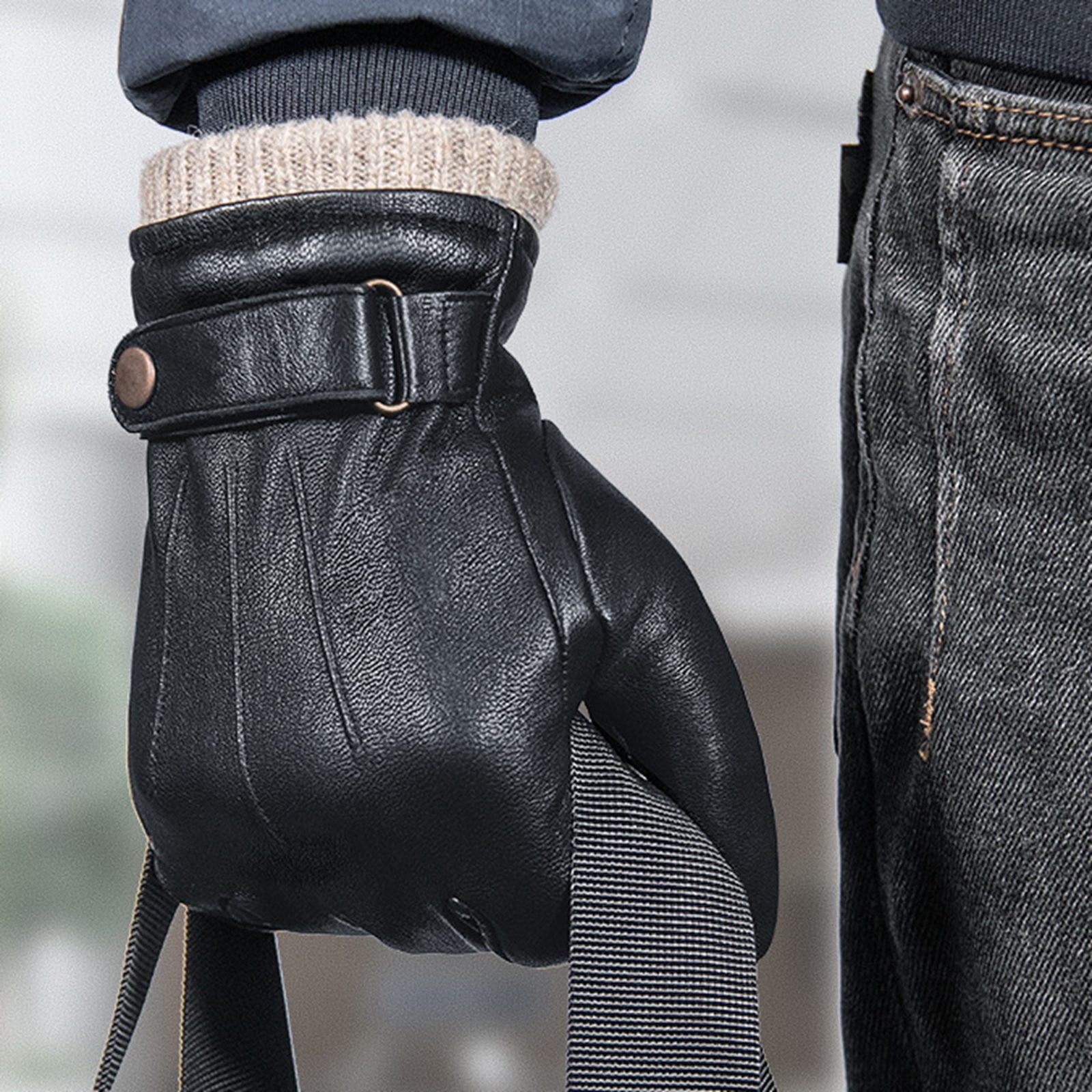 Hauaitttt Male and Female 2025 Autumn and Winter Solid Color Versatile Windproof and Thick Cold Leather Gloves Women Gloves Mittens for Women Cold Weather Heated Winter Ski Gloves Mittens Men Women