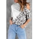 thumbnail image 2 of ABPHQTO Top blanco asimétrico con hombros descubiertos y cuello simulado de leopardo con bloques de color para mujer, 2 of 5