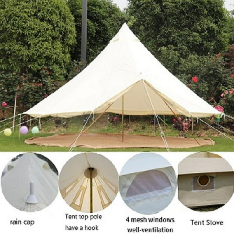 Outdoor Luxury Waterproof 4M/13.1ft Oxford Bell Tent with Outdoor Luxury Waterproof 4M/13.1ft Oxford Bell Tent with