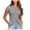 Gray-20, variant on Womens Slim Fitted Ribbed Tops V Neck Stretchy Blouses Casual Summer T-Shirt