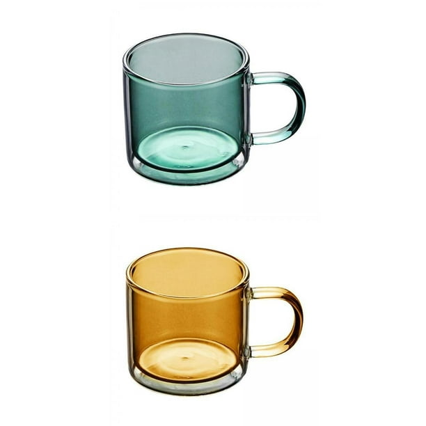 Tasses à double paroi,Tasse à café en verre borosilicaté à double paroi,Vaisselle  à double tasse résistante à la chaleur,Tasse à thé en verre de 250 ml à  bouche ronde,Tasse en verre à