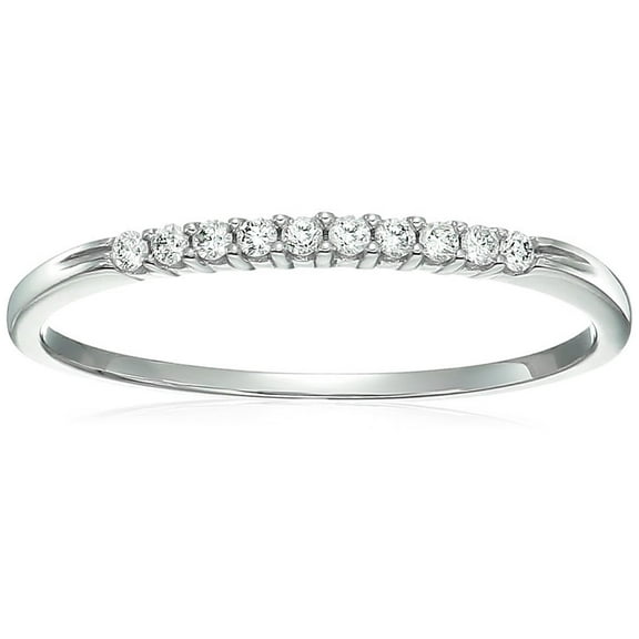Vir Jewels 1/10 CTTW Petite Diamond Wedding Band in 10K White Gold Prong Set Size 6 Female Adult