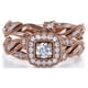 thumbnail image 3 of JeenMata Anillo de Filigrana de Diamantes Eduardianos con Diamantes Redondos Estilo Art Déco, Anillo de Bodas Engastado en Oro Rosa de 10 K, 3 of 6
