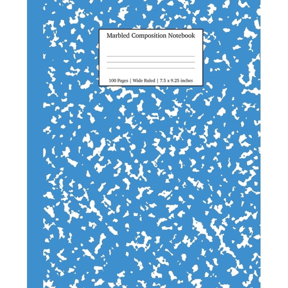 Young Dreamers Press Marbled Wide Ruled Composition Notebook, Blue, 100 Sheets