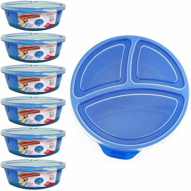 6 Microwave Divided Plates W/ Lids Food Storage Containers BPA Free Cover  Freeze