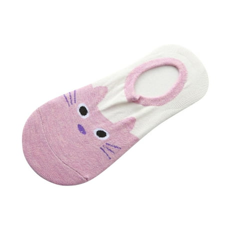 

LBECLEY Scarfs for Handbags Ladies Cotton Socks Cute Cat Pattern Slip Design Ladies Boat Socks Womens Bed Socks for Women Womens Socks Purple One Size