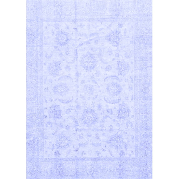 Ahgly Company Machine Washable Indoor Rectangle Oriental Blue Traditional Area Rugs, 7' x 9'