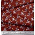 thumbnail image 3 of Soimoi Velvet Fabric Leaves & Yellow Flower Watercolor Print Fabric by Yard 58 Inch Wide, 3 of 5