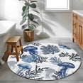 thumbnail image 4 of Summer Marine Life Round Area Rugs 3 ft, Ocean Watercolor Jellyfish Coastal Coral Washable Small Area Rug with Non-Slip Sturdy Edge Binding Round Front Door Mat Floor Carpet for Entryway, 4 of 9
