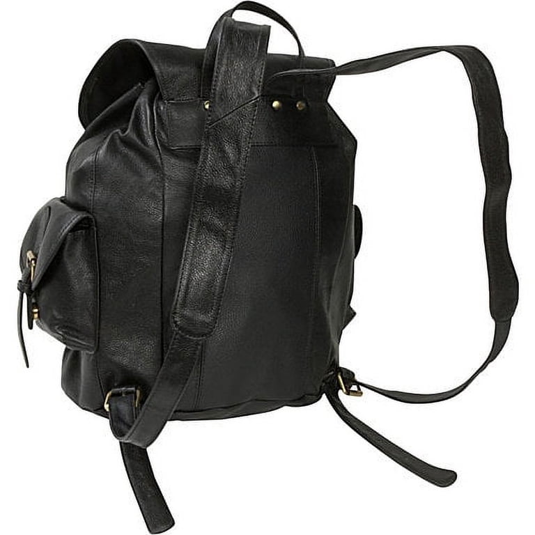 black leather backpack buckle FR Fashion Co. Men's 17" Laptop Two separate inner compartments for a 14 laptop (with magnetic closure and additional padding) and for documents up to DIN A4 Urban Buckle-Flap Backpack (Dark Brown)