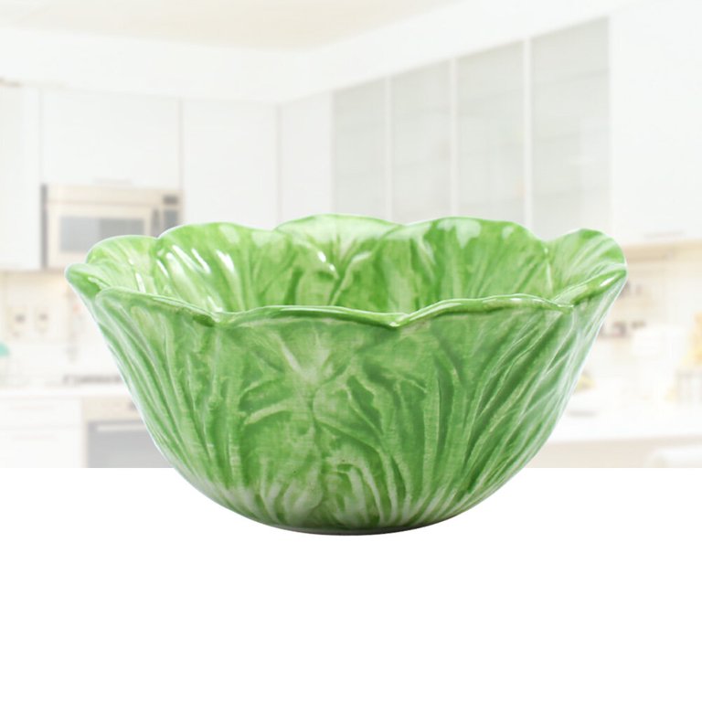 Ceramic Cabbage Bowl – Hand-Painted Green Salad Bowl For Fruit, Dessert, Snacks & Decorative Home Use