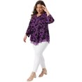 thumbnail image 3 of DARING DIVA Women's Plus Dressy V Neck Mesh Casual Flowy Blouse 1X Purple, 3 of 6