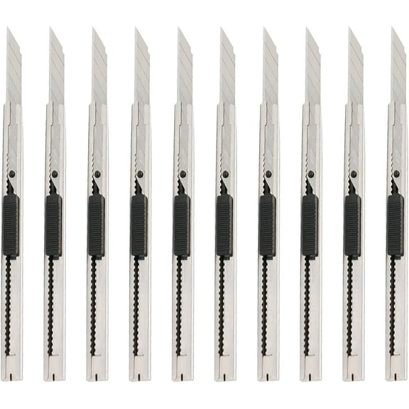 10PCS Auto-Lock Vinyl Wrap Utility Knife Cutters, 9mm Snap Off Utility Knife Blades, 30 Degree Cutter Art Knife Blades for Crafting Cutting Wallpaper Sticker