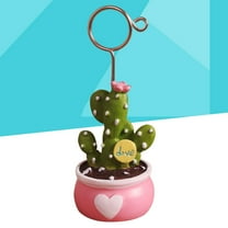 Masteelf Cactus Plant Memo Clip Business Card Holder Decoration Pink