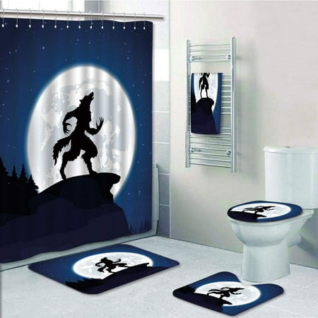 EREHome Wolf Full Moon Night Sky Growling Werewolf Mythical Creature in ...