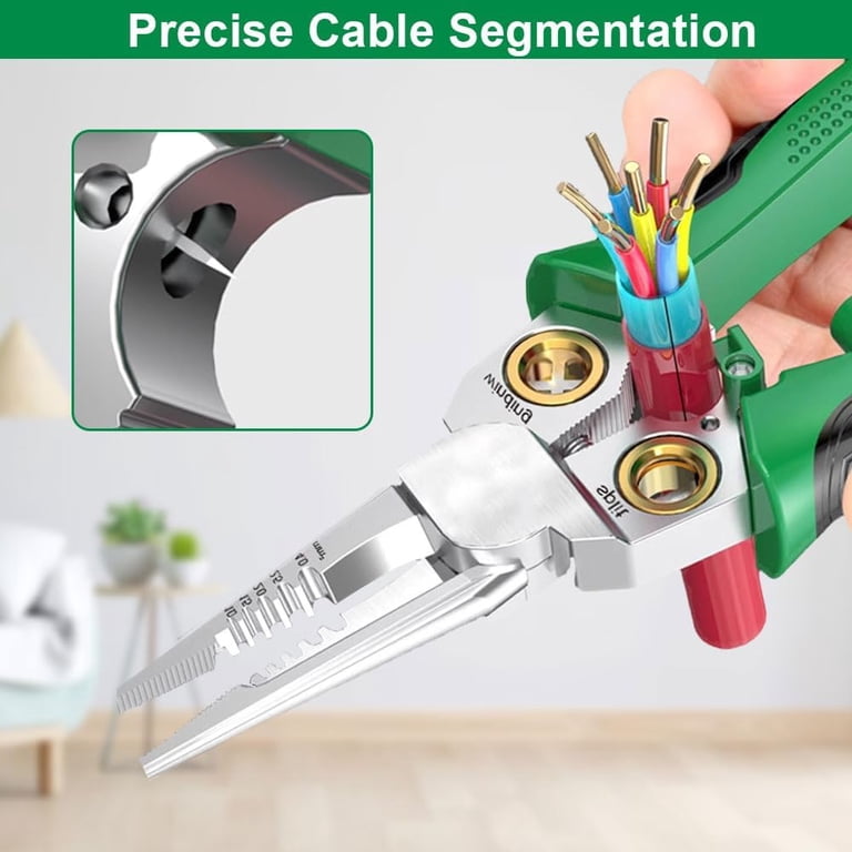 Alicate Pelacables 8 En 1 Con Probador De Tensión - Para Electricistas, Corte, Pelado, Torsión, Crimpado