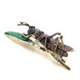thumbnail image 2 of Enamel Rhinestone Grasshopper Vintage Insect Brooch Pin Sweater Gift Brooch, 2 of 4