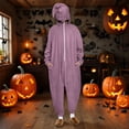 thumbnail image 2 of Rohuuque Women's and Men's Christams Onesie Playsuits Dress Up Pajama Jumpsuit with Zipper Front and Pocket Comfort Loungewear Purple, 2 of 9