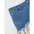 thumbnail image 3 of Womens Floral Patchwork Denim Skirt Blue A-Line Maxi, 3 of 6