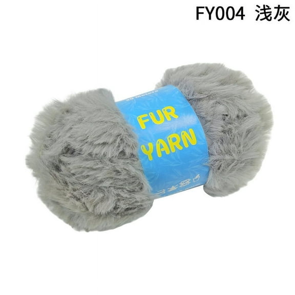 XmhyTop 1 Skeins Super Soft Fur Yarn Chunky Fluffy SoftFaux Fur Yarn for Crochet Knit-Total Length 1×30m(1×33yds,50g×1)-Light Grey