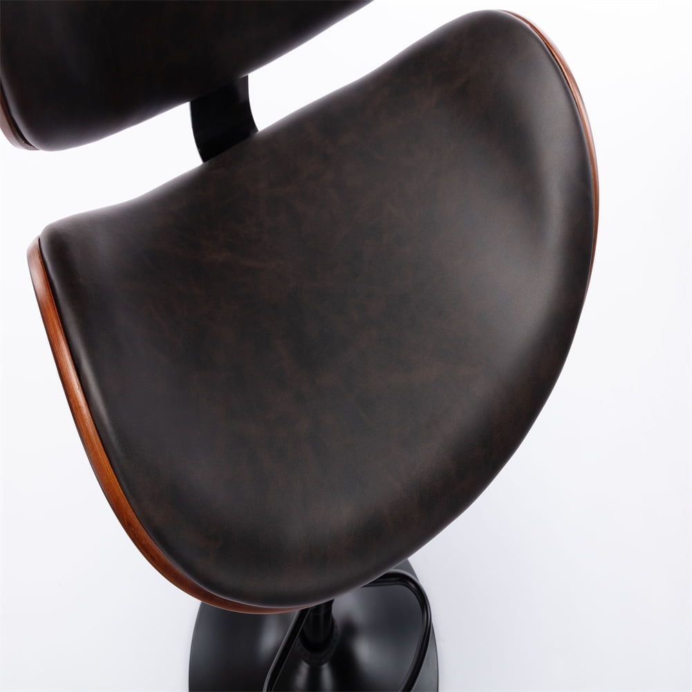 Kepooman Modern Adjustable Height Leather Bar Stools Set of 1 Piece, Swivel Barstool Chairs with Back, Pub Kitchen Counter Height, Black & Walnut Kepooman Modern Adjustable Height Leather Bar Stools Set of 1 Piece, Swivel Barstool Chairs with Back, Pub Kitchen Counter Height, Black & Walnut