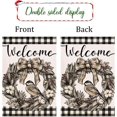 thumbnail image 2 of Christmas Garden Flag, Winter Yard Flag, Christmas Flags for Outside 12.5x18 Double Sided, Black and White Buffalo Plaid Christmas Outdoor Flag, Small Farmhouse Xmas Holiday Lawn Flag Burlap, 2 of 6