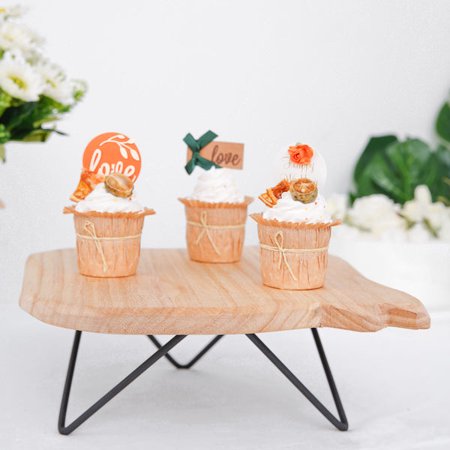 

Efavormart 5 Tall |12 Square Natural Wood Slice Cake Cupcake Stand Cheese Board Serving Tray Rustic Wooden Centerpiece With Hairpin Legs