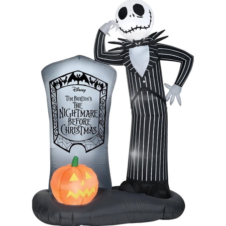 Gemmy Inflatable Nightmare Before Christmas Jack Skellington Tomb LED Lighted Yard Decoration - 6 ft