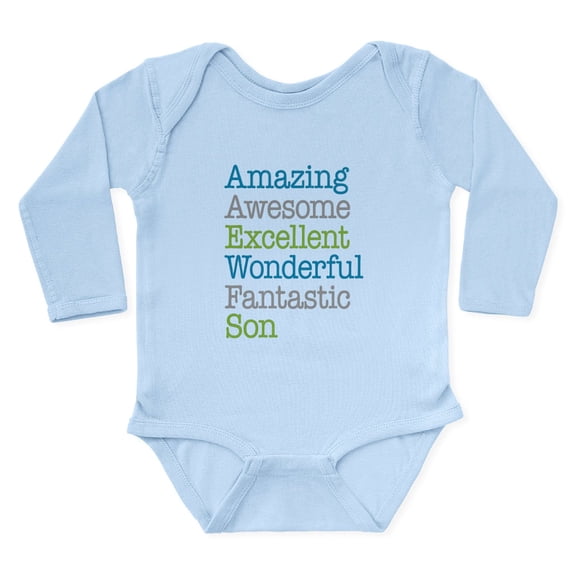 CafePress - Son Amazing Fantasti Long Sleeve Infant Bodysuit - Long Sleeve Cotton Baby Bodysuit