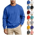 thumbnail image 7 of Mens Sweatshirts Cotton Fleece Crewneck Long Sleeve Casual Fall Winter Plain Pullover Tops for Big and Tall (M, Purple), 7 of 7