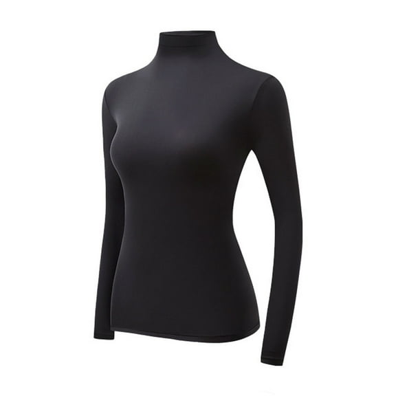 UJNDER Women's Long Sleeve Turtleneck Warm Top for Casual Base Layer Lightweight Shirts and Lady Fashion Outfits Black L