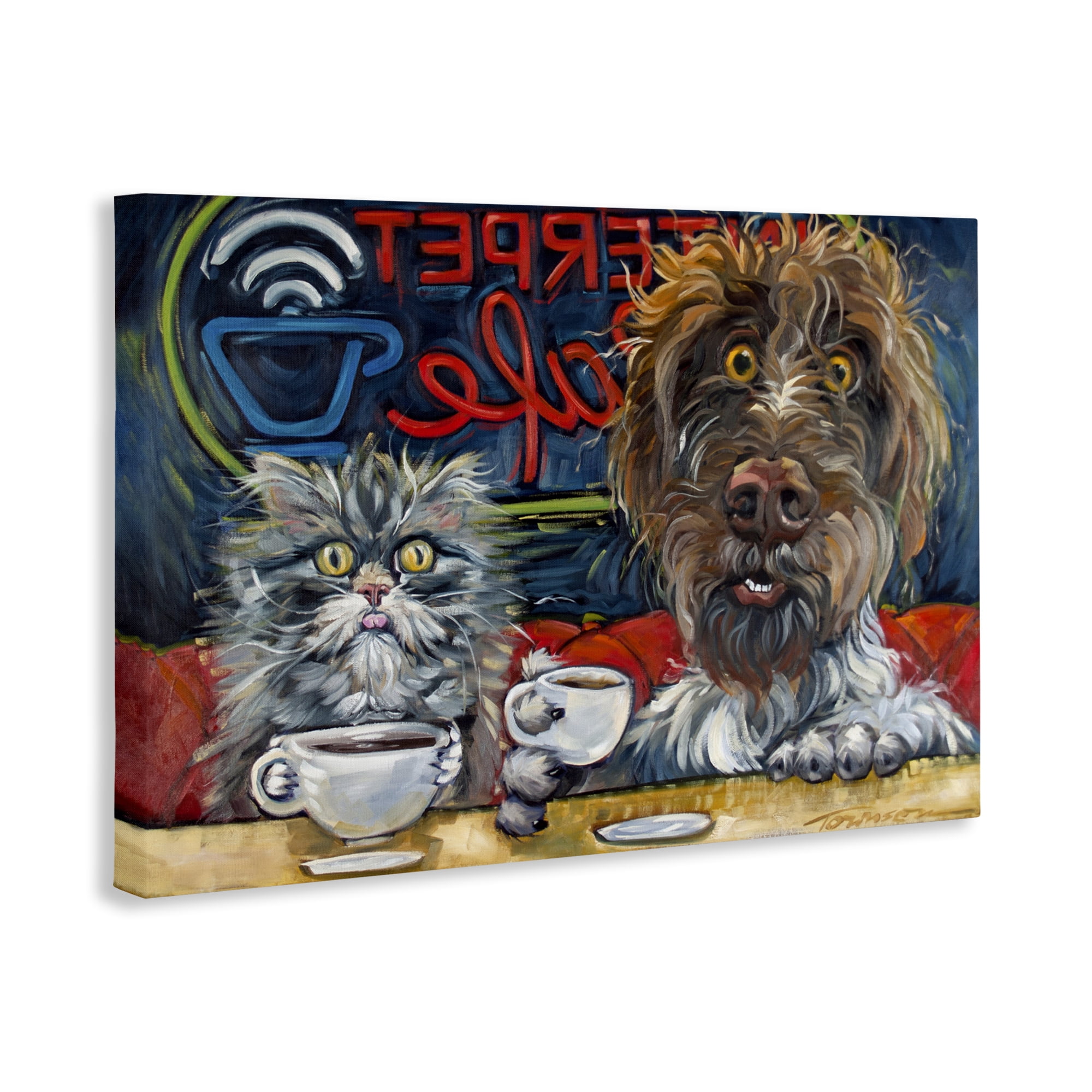 Stupell Industries Pets Wired At The Cafe Canvas Wall Art, design by CR Townsend