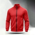 thumbnail image 5 of CBASIHI Mens Zip Up Sweatshirts with Pockets Casual Long Sleeve Fall Winter Stand Up Collar Warm Fleece Track Jacket Red 2XL, 5 of 9