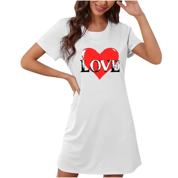 Camisón corto de talla grande para mujer, camisón de manga corta con estampado de pecho a la moda, camisón para mujer