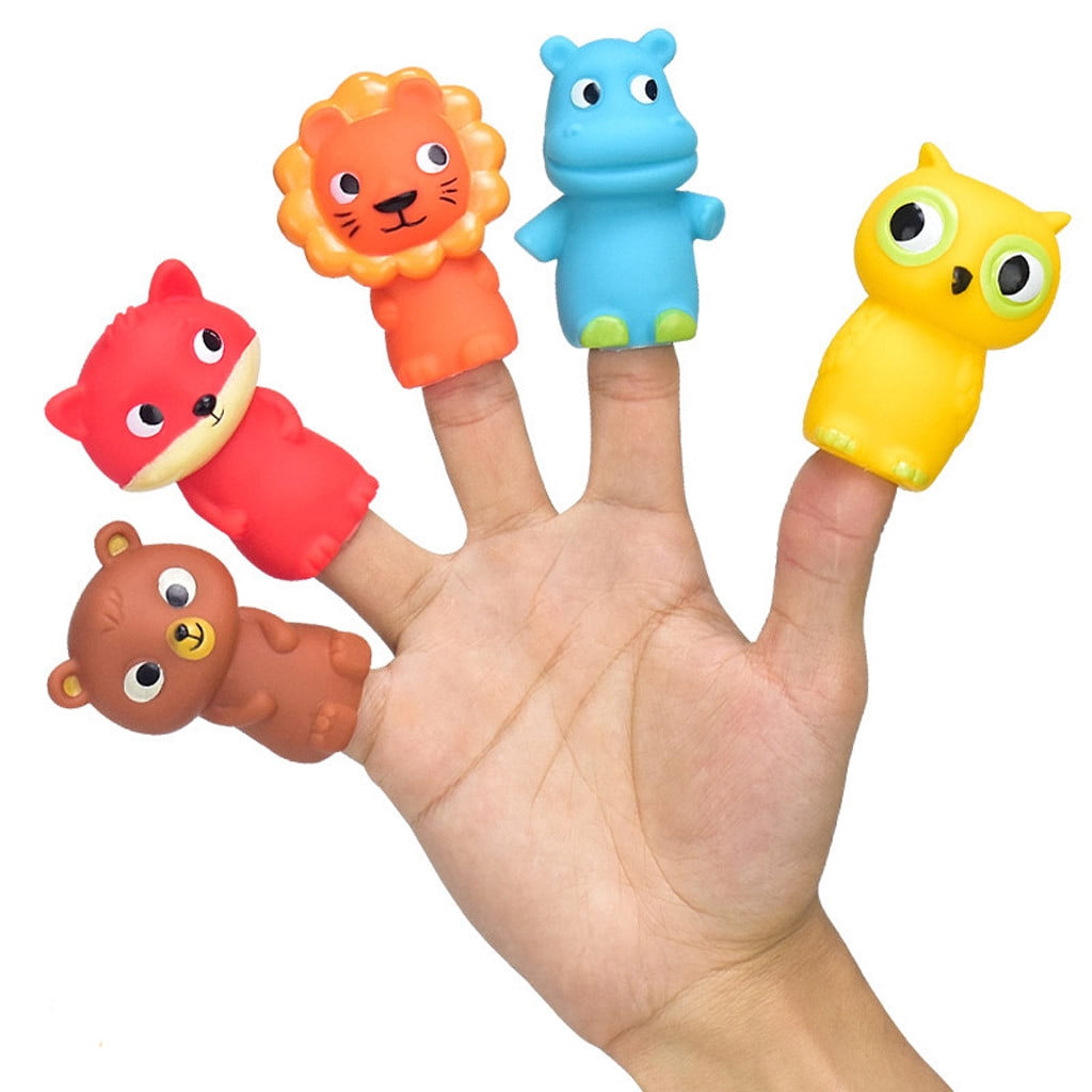 5pcs Cute Animal Finger Puppets w/ Christmas Hat Party Bag Filler Favor Toy 