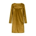 thumbnail image 4 of Ygbgbb Velvet Dress for Women Long Sleeve Keyhole-Accent Round Neck Flowy Dresses Fashion Elegant Holiday Party Cocktail Midi Dress Yellow XXL, 4 of 8